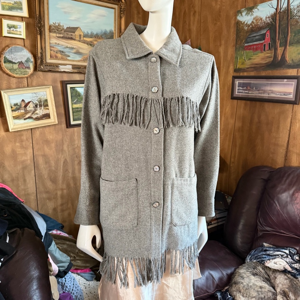 mac & jac Wool Fringe Sweater Jacket